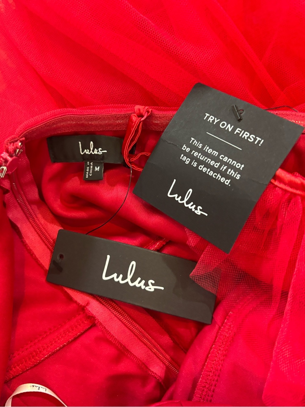 Lulus Women’s Fabulous Poise Tulle Tiered Red Maxi Dress Medium Formal New - Picture 7 of 14